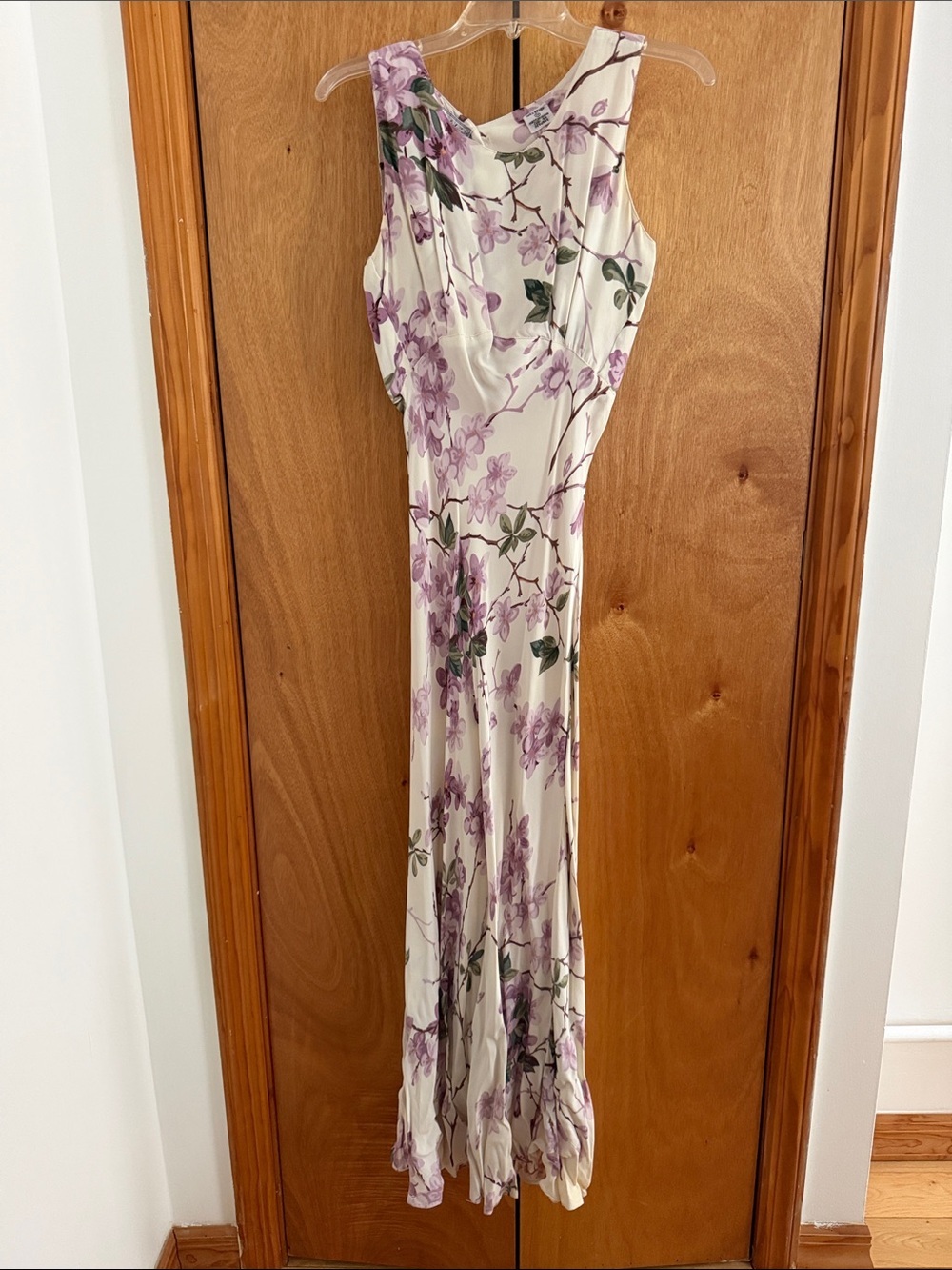 Nostalgia Ivory Maxi Dress with Lavender Floral Print